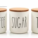 بانکه سرامیکی درب چوبی تکست دار مدل قهوه فروش عمده و عددی